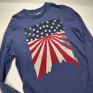 Cremieux American Flag Graphic‎ Long Sleeve Patriotic T-Shirt L